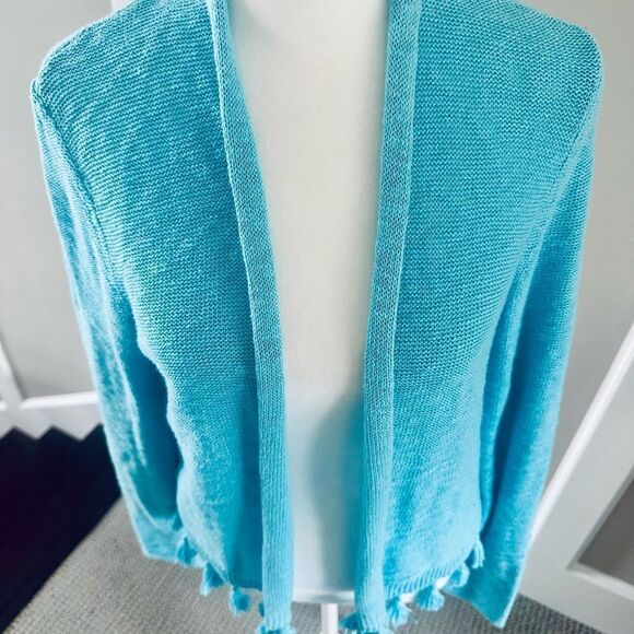 Lilly Pulitzer Soft Blue Edita, Open Front Knit Sweater. - Picture 4 of 7